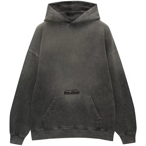 Pull&Bear Sweater majica taupe siva / crna