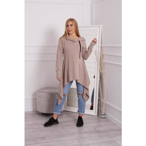 Kesi Hoodie with side zip dark beige Slike