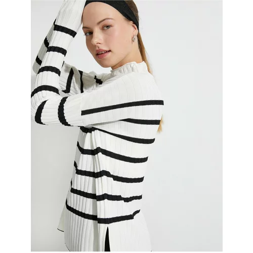 Koton Knitwear Sweater Standing Neck Ribbed Off Shoulders
