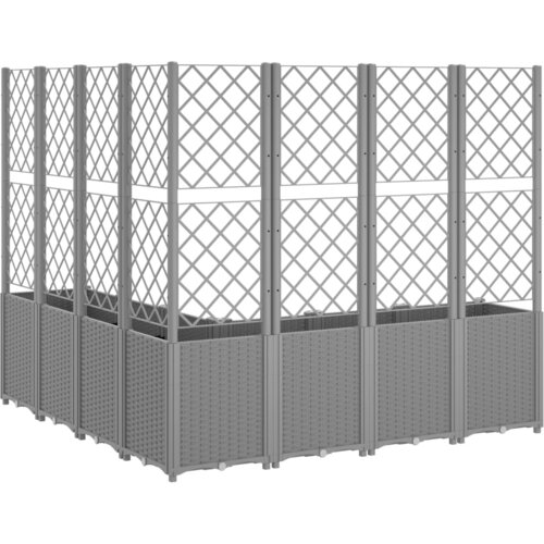  Vrtna sadilica s re&amp;scaron;etkom svjetlosiva 160 x 160 x 140 cm PP Slike