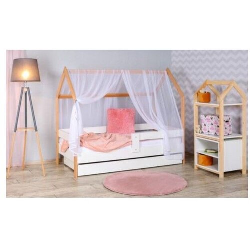 Domek Krevet Kućica sa fiokom i du&amp;scaron;ekom160x80cm Beli (bukva) Slike