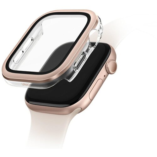 Uniq voute etui za apple watch series 10 46MM kaljeno steklo roza zlato, (5000019439) Slike