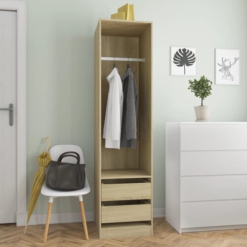 VidaXL Garderobna omara s predali sonoma hrast 50x50x200 cm iverna pl. Slike