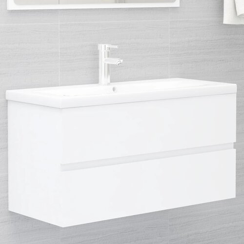 VidaXL Omarica za umivalnik bela 90x38,5x45 cm iverna plo&amp;scaron;ča Slike