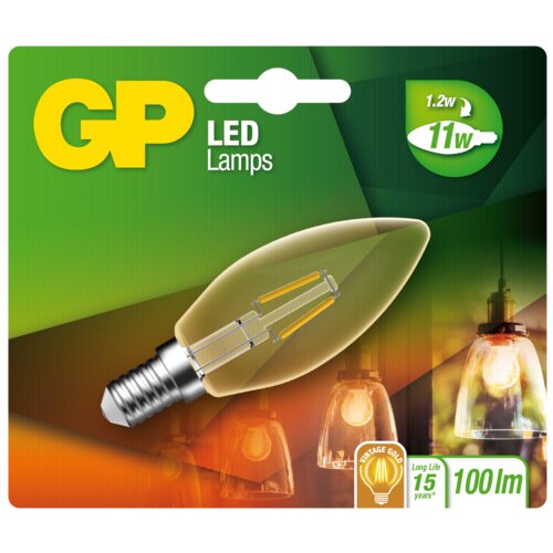 GP Batteries GP Lighting LED Kerze Gold E14 2W (11W), Filament GP 080565 Slike