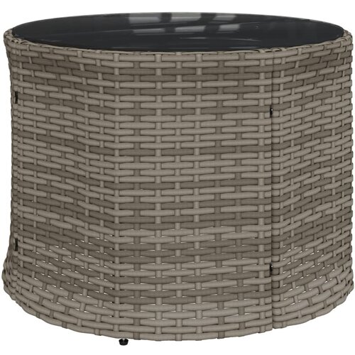 Vrtna sofa sa stolom i jastucima okrugla siva od poliratana Slike