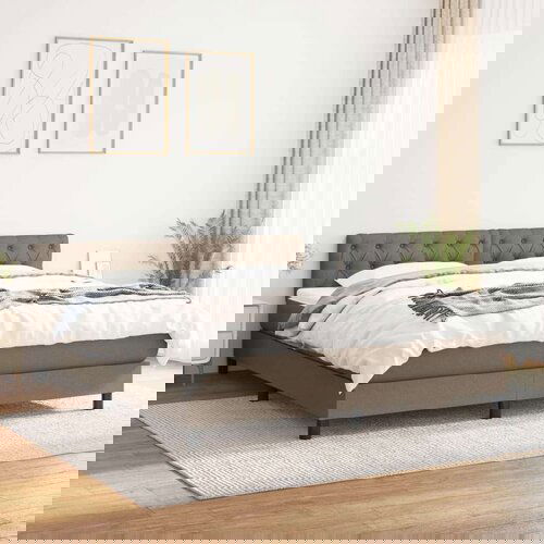  Box spring postelja z vzmetnico taupe 160x200 cm blago, (20896812) Cene