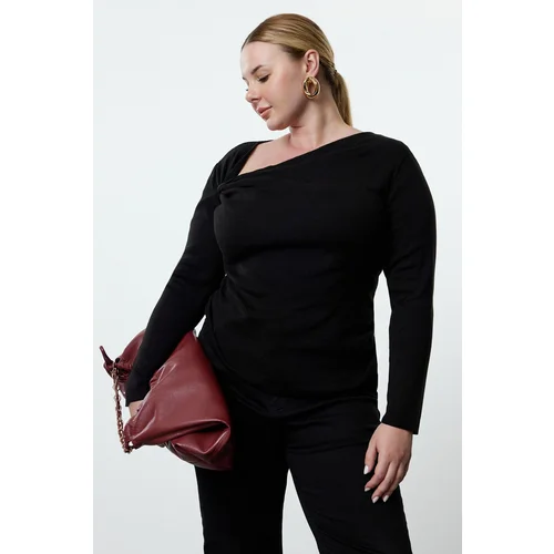 Trendyol Curve Black Smock Detailed Fine Knitwear Sweater