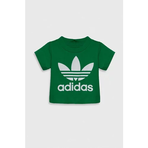 Adidas Otroška bombažna kratka majica TREFOIL TEE zelena barva