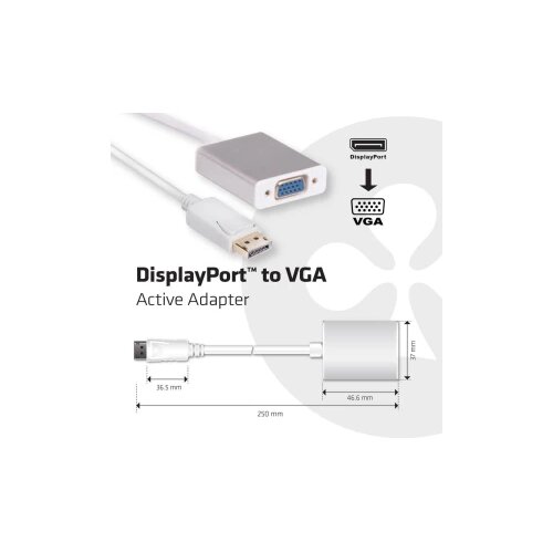 Club3d CAC-2003 DisplayPort adapter [1x mo&scaron;ki konektor DisplayPort - 1x ženski konektor VGA] bela, (20430205) Cene
