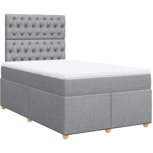 VidaXL Box spring postelja z vzmetnico svetlo siva 120x200 cm blago, (21308853) Slike
