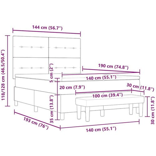 Box spring krevet s madracem Crna 140 x 190 cm tkanina Slike