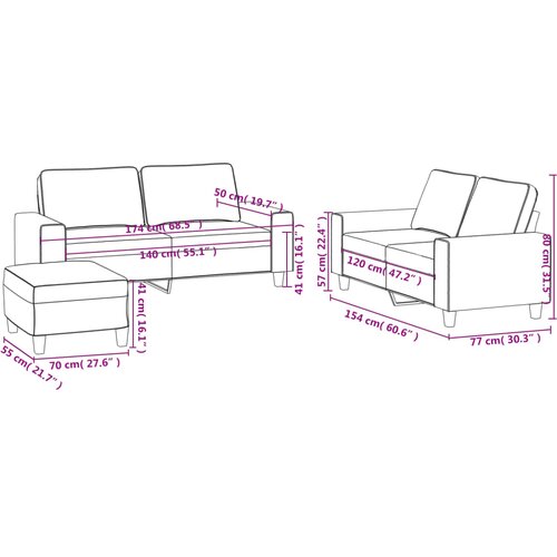  3-dijelni set sofa svjetlosivi od tkanine Slike