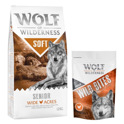 Wolf of Wilderness 12 kg suhe hrane + Snack gratis! - Senior "Soft - Wide Acres" - piščanec + Wide Acres - piščanec (monoprotein) Cene