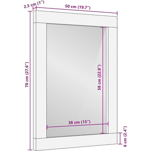  Zrcalo za kupaonicu s ogledalom Crna i srebrna 70 x 50 x 2,5 cm Slike