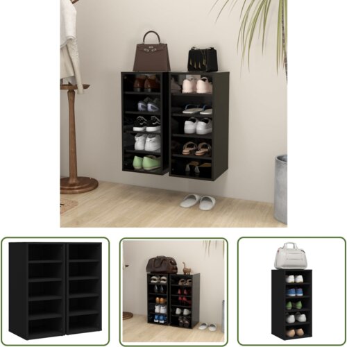 The Living Store Omarica za čevlje 2 kosa črna 31,5x35x70 cm iverna plošča - Omara Za Čevlje, (21744566) Cene