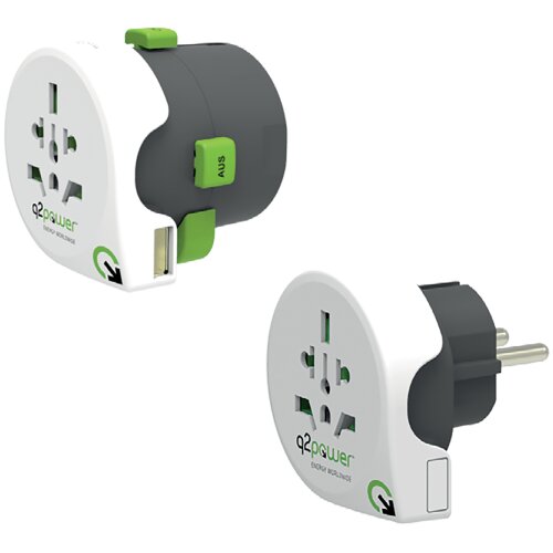 Q2power Adapter, strujni, set, univerzalni + EU, USB &amp;ndash; QDAPTER 360 USB Slike