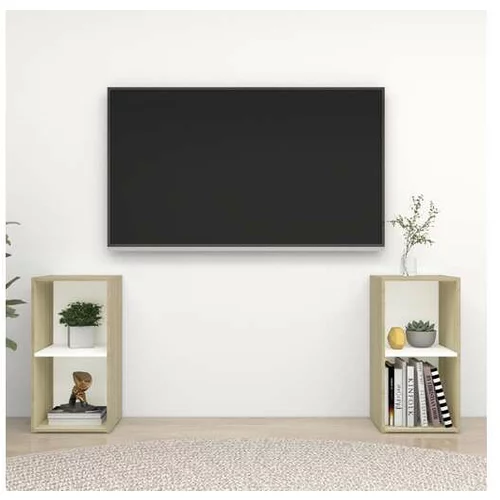  TV omarica 2 kosa bela in sonoma hrast 72x35x36,5 cm iverna pl.