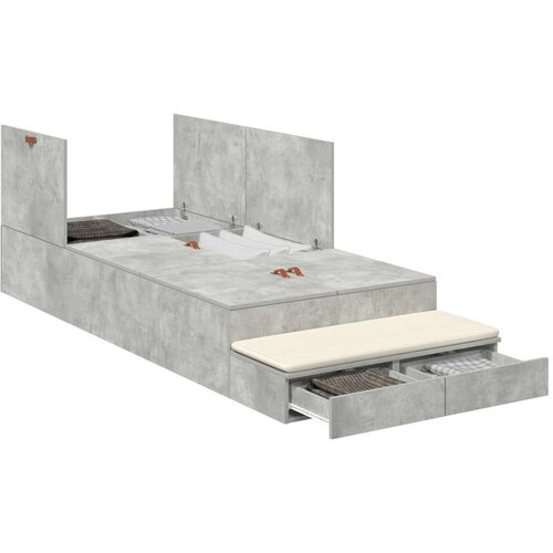  Krevet s prostorom za pohranu Betonska siva 80x200 cm Cene