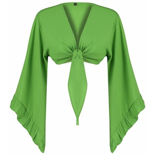 Trendyol Green*St Plain Crop Woven 60% Viscose,40% Polyester Blouse Cene