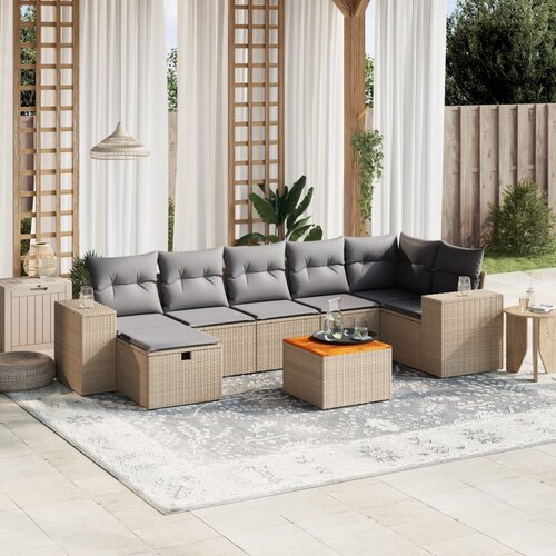 vidaXL 8-dijelni set vrtnih sofa s jastucima bež od poliratana Cijene