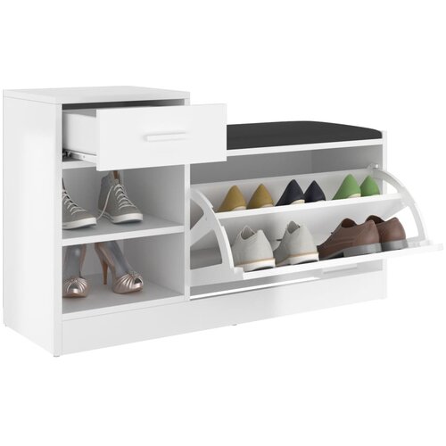  Klupa za cipele visoki sjaj bijela 94,5 x 31 x 57 cm drvena Slike