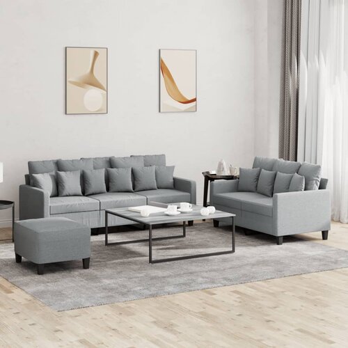  3-dijelni set sofa s jastucima svjetlosivi od tkanine Cijene