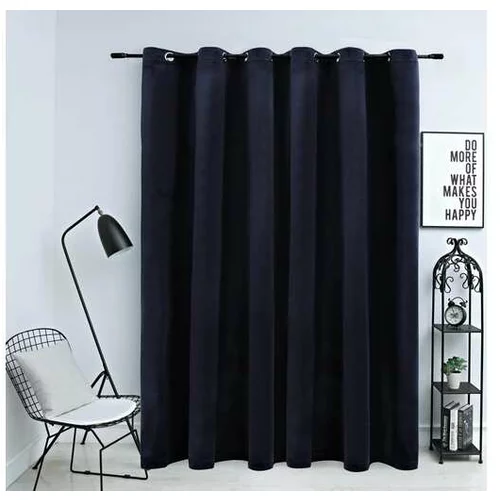  Zatemnitvena zavesa z obročki žametna črna 290x245 cm