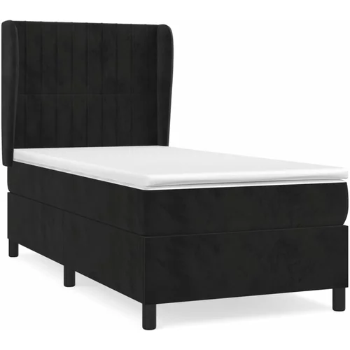 vidaXL Box spring postelja z vzmetnico črna 100x200 cm žamet, (20791614)
