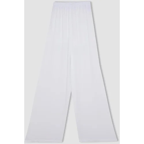 Defacto Wide Leg High Waist Standard Length Crinkle Viscose Trousers