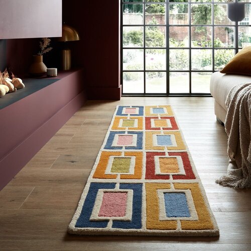 Flair Rugs Ročno tkan volnen tekač 60x230 cm Retro Blocks &amp;ndash; Slike