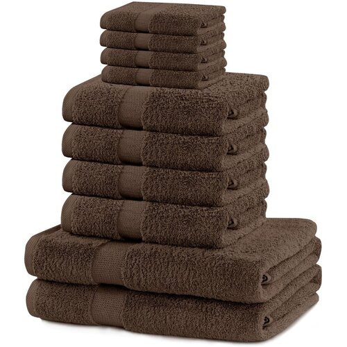 DecoKing Rjavi frotirni bombažni komplet brisač 10 ks Marina &amp;ndash; Slike