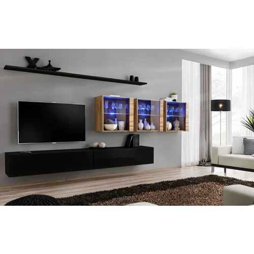 ASM Meble Dnevni TV regal Switch XVII 340 cm LED - črn/votan