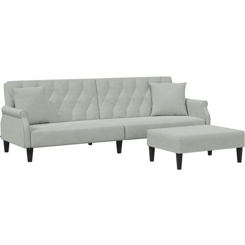 vidaXL Kavč dvosed z blazinami in stolčkom za noge svetlo siv žamet Cene