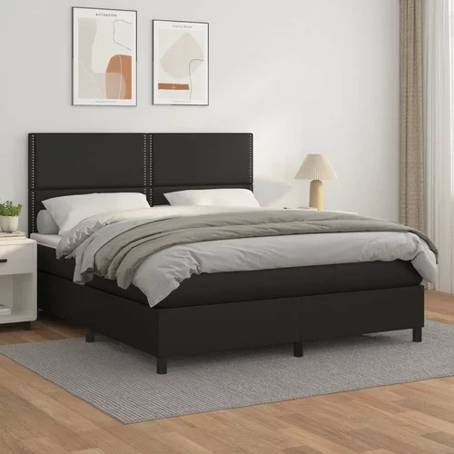  Box spring postelja z vzmetnico črn 160x200 cm umetno usnje, (20724917)
