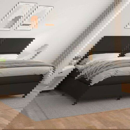  Krevet s oprugama i madracem crni 160 x 200 cm od umjetne kože Slike