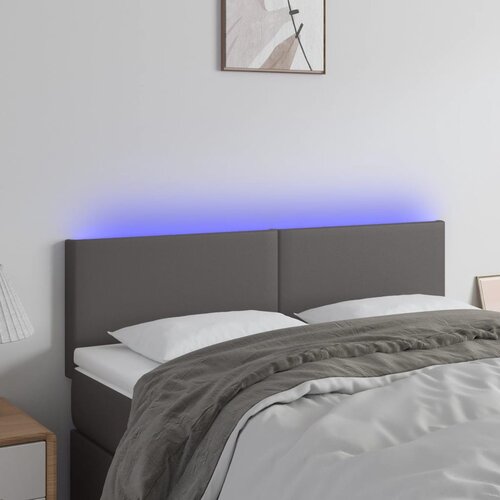 The Living Store LED posteljno vzglavje sivo 144x5x78/88 cm umetno usnje - LED Vzglavje, (21659326) Slike