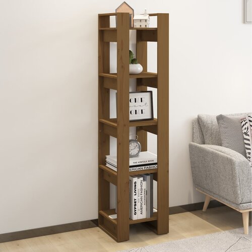 VidaXL knjižna omara/pregrada medeno rjava 41x35x160 cm trdna borovina Slike