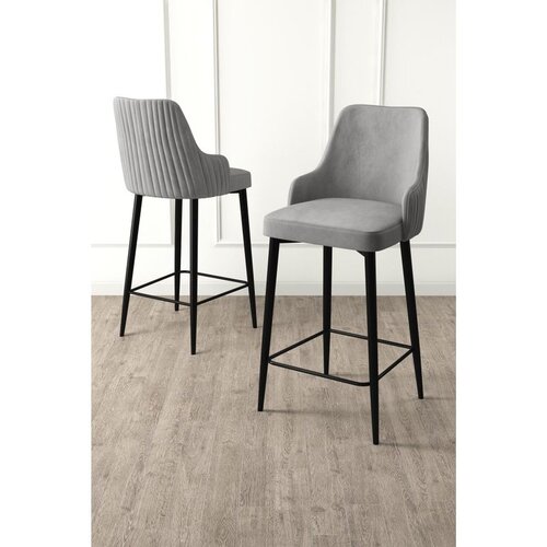Hanah home set od 6 barskih stolica Tera, siva tkanina Babyface, crne metalne noge Cene