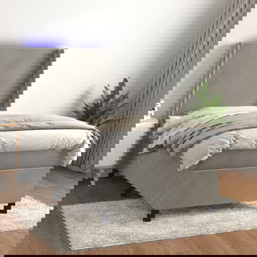 The Living Store Box spring postelja z vzmetnico LED svetlo siva 90x200 cm žamet - Box Spring Postelja, (21492205) Slike
