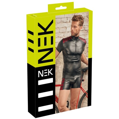 NEK moški top z rdečimi vložki in zadrgo (črn) - XL Cene