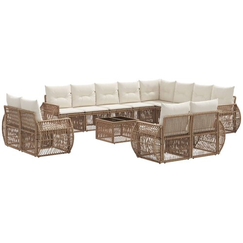 vidaXL Vrtna sedežna garnitura 13 pcs Bež in smetanasto bela, (5000269430) Cene