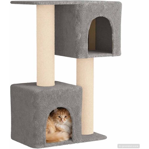 Mačje drvo s sisalnim postoljima za grebanje Svjetlosiva 114 cm Slike
