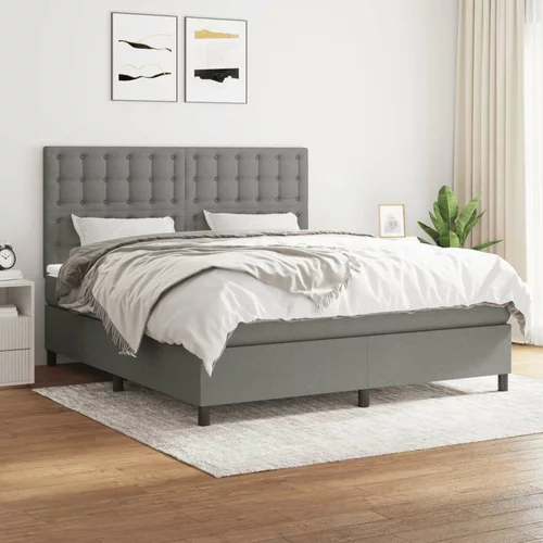  Box spring postelja z vzmetnico temno siva 160x200 cm blago, (20930233)