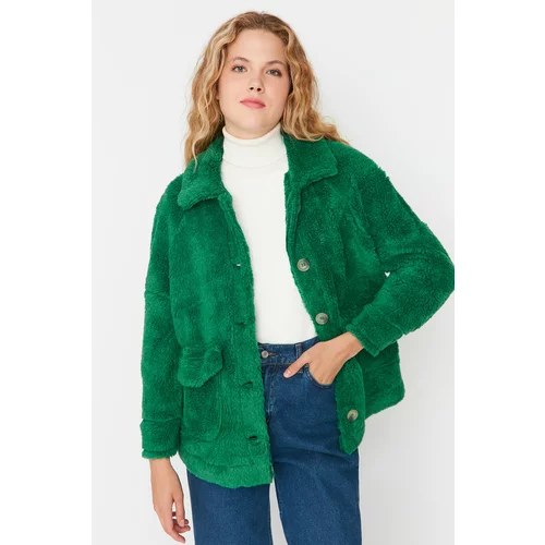 Trendyol Green Pocket Detailed Plush Coat