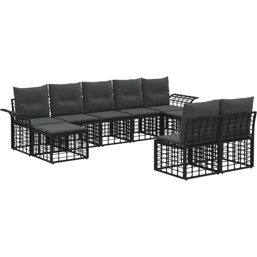  Set vanjskih sofa s jastukom 9 pcs Crna i tamno siva Poliester Cijene