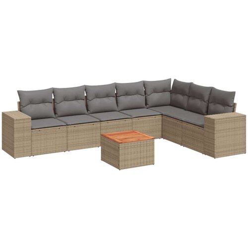 VidaXL 8-dijelni set vrtnih sofa od poliratana s jastucima bež Slike
