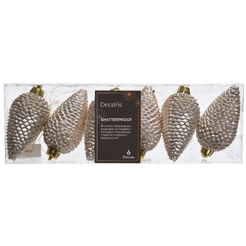 Dekordom Novogodišnji set šišarki za jelku 6pcs 8cm 028602 - Pearl - KMG Cene