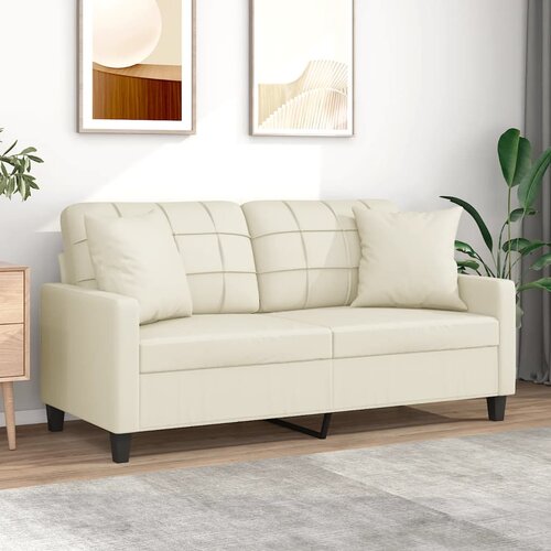 VidaXL Dvosjed s ukrasnim jastucima boja Krem 140 cm umjetna koža Slike