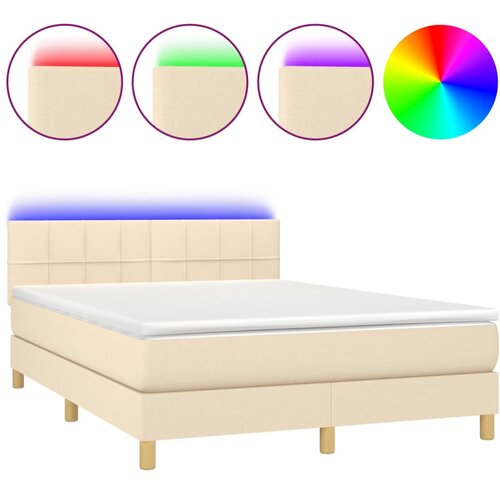 Maison Chic Box spring postelja - Vzmetna postelja z vzmetnico LED krem 140x200 cm blago SL15454, (21902026) Cene